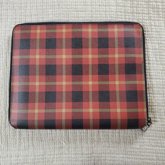 Coach Riley Plaid Red, Black And Tan Zip Around Tablet Case - Picture 3 of 11